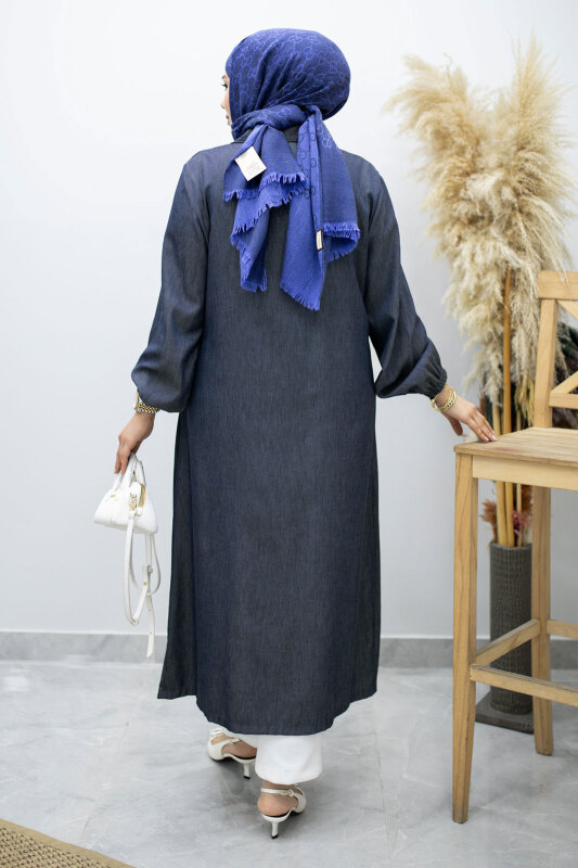 Cebi Fırfırlı Kot Tunik TSD260165 Lacivert - 6