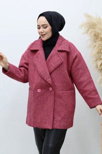 Cepli Balıksırtı Desenli Kaban TSD260129 Pembe - 2