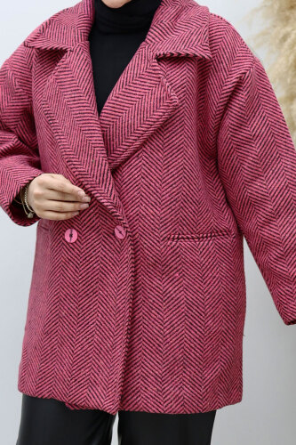 Cepli Balıksırtı Desenli Kaban TSD260129 Pembe - 4