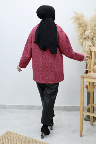 Cepli Balıksırtı Desenli Kaban TSD260129 Pembe - 6