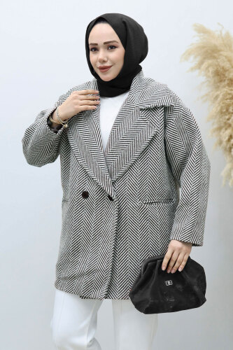 Cepli Balıksırtı Desenli Kaban TSD260129 Siyah - 2