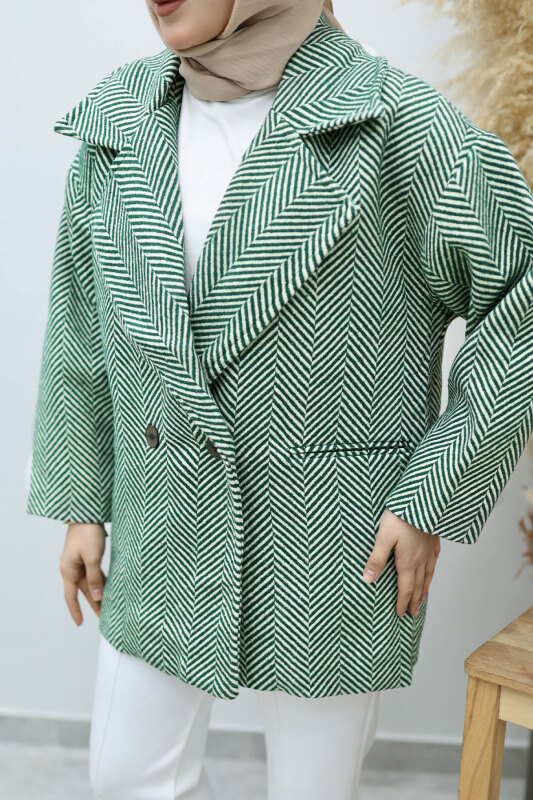 Cepli Balıksırtı Desenli Kaban TSD260129 Yeşil - 4