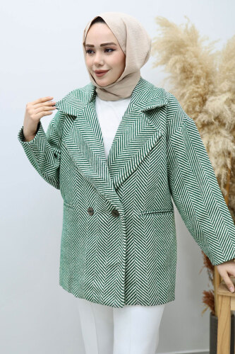 Cepli Balıksırtı Desenli Kaban TSD260129 Yeşil - 2