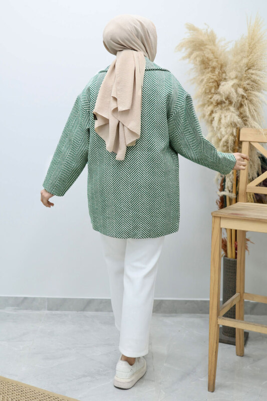 Cepli Balıksırtı Desenli Kaban TSD260129 Yeşil - 6