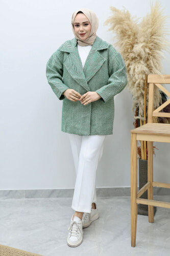 Cepli Balıksırtı Desenli Kaban TSD260129 Yeşil - 5