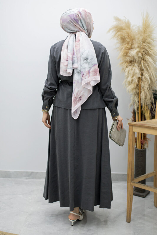 Cepli Beli Büzgülü Etekli Takım TSD260171 Füme - 6