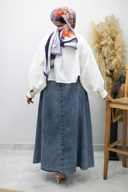 Cepli Beli Lastikli Kot Etek TSD260175 Açık Mavi - 6