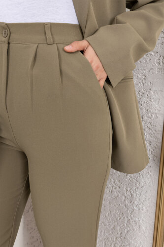 Beli Lastikli Palazzo Pantolon TSD250176 Haki - 2