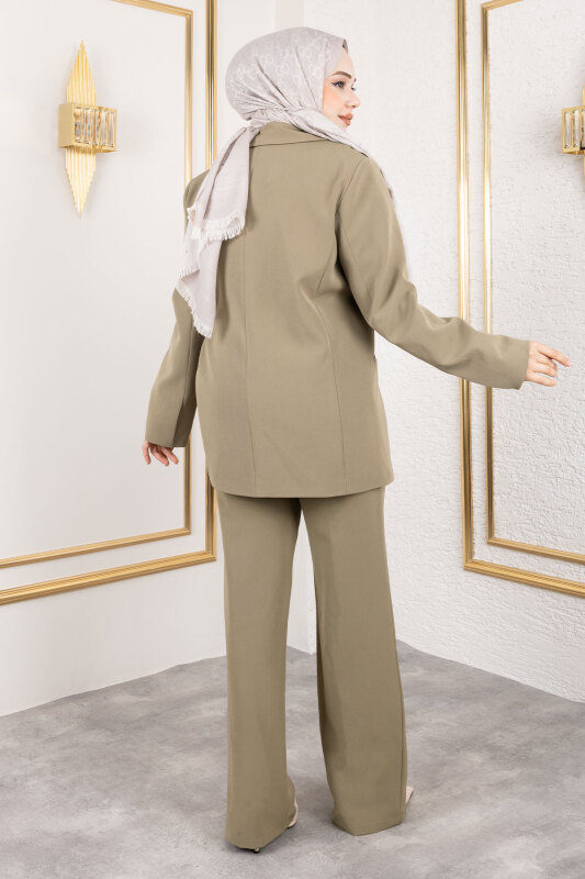 Beli Lastikli Palazzo Pantolon TSD250176 Haki - 5