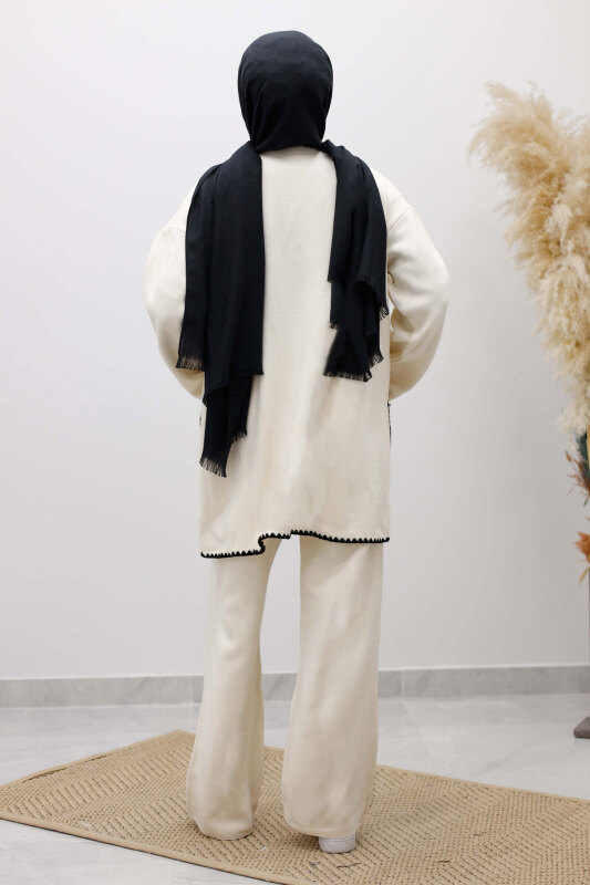 Cepli Çoban Dikişli Triko Takım TSD260100 Bej - 6