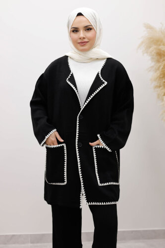 Cepli Çoban Dikişli Triko Takım TSD260100 Siyah - 2