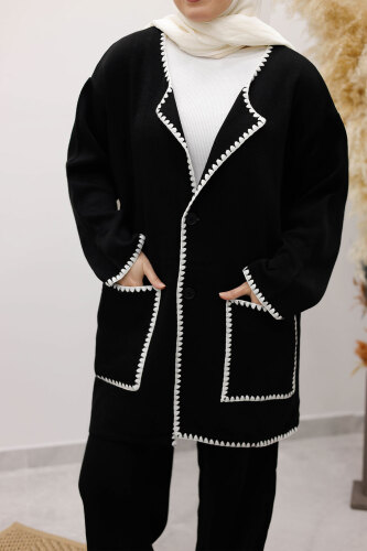 Cepli Çoban Dikişli Triko Takım TSD260100 Siyah - 4