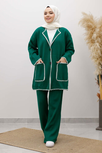 Cepli Çoban Dikişli Triko Takım TSD260100 Zümrüt Yeşil - 3