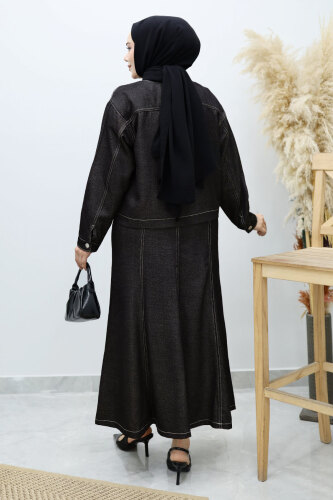 Cepli Denim Detaylı Denim Takım TSD260138 Siyah - 6