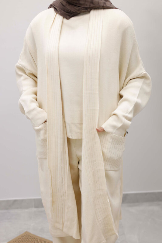 Cepli Hırkalı Üçlü Takım TSD260114 Bej - 4