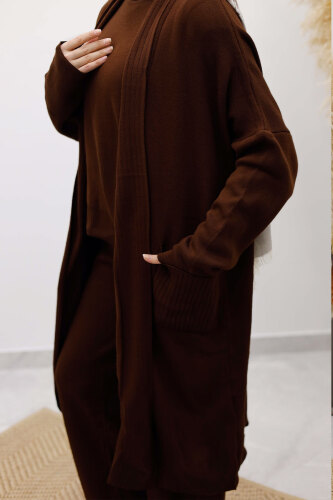 Cepli Hırkalı Üçlü Takım TSD260114 Kahverengi - 4