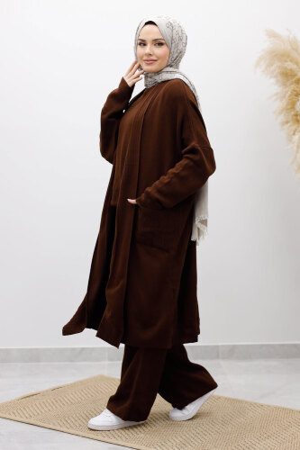 Cepli Hırkalı Üçlü Takım TSD260114 Kahverengi - 5