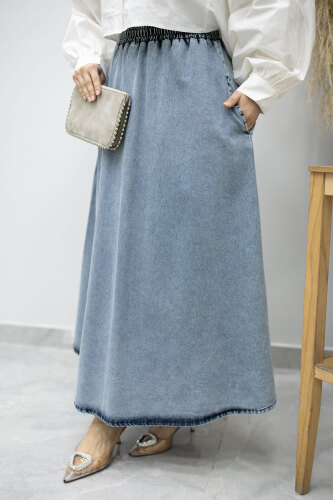 Cepli Kloş Kot Etek TSD260178 Açık Mavi - 2