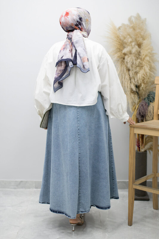 Cepli Kloş Kot Etek TSD260178 Açık Mavi - 6