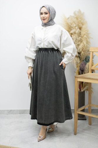 Cepli Kloş Kot Etek TSD260178 Antrasit 