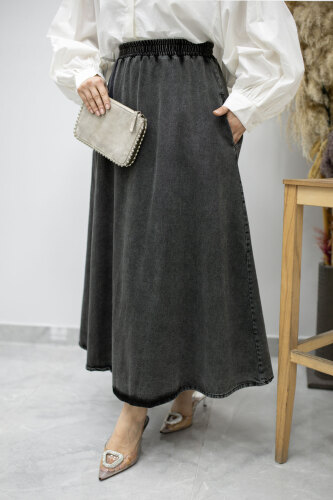 Cepli Kloş Kot Etek TSD260178 Antrasit - 2