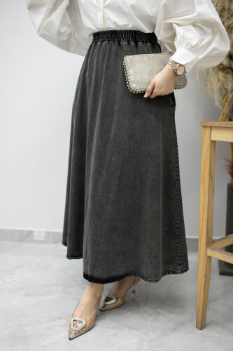 Cepli Kloş Kot Etek TSD260178 Antrasit - 4