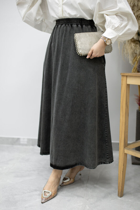 Cepli Kloş Kot Etek TSD260178 Antrasit - 4