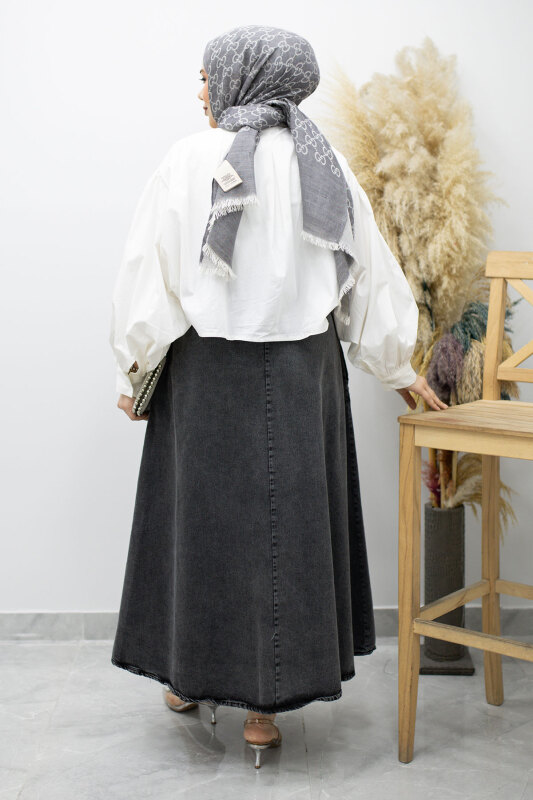 Cepli Kloş Kot Etek TSD260178 Antrasit - 6