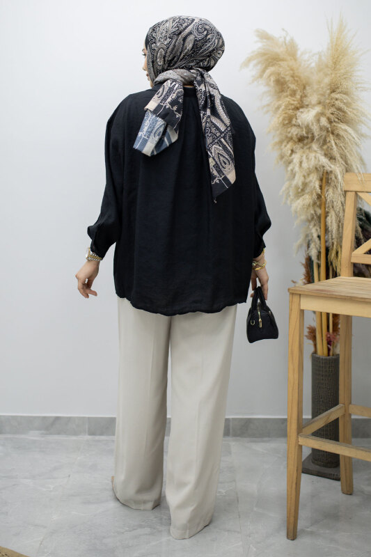 Cepli Oversize Gömlek TSD260167 Siyah - 6