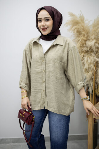 Cepli Oversize Gömlek TSD260167 Yeşil - 2