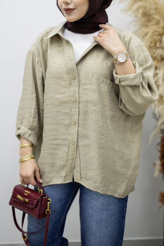 Cepli Oversize Gömlek TSD260167 Yeşil - 4