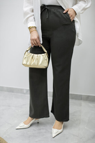 Cepli Yüksek Bel Pantolon TSD260157 Füme 