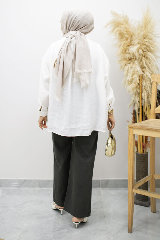 Cepli Yüksek Bel Pantolon TSD260157 Füme - 6