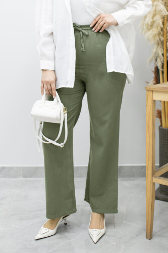 Cepli Yüksek Bel Pantolon TSD260157 Haki - 3