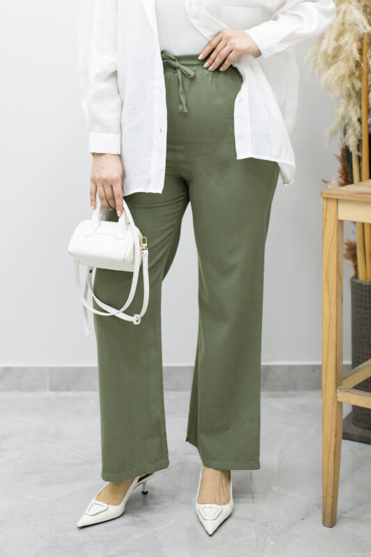 Cepli Yüksek Bel Pantolon TSD260157 Haki - 3