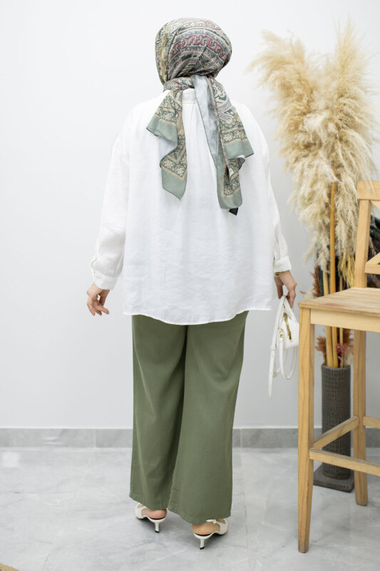 Cepli Yüksek Bel Pantolon TSD260157 Haki - 6