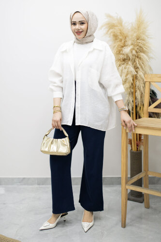 Cepli Yüksek Bel Pantolon TSD260157 Lacivert - 5