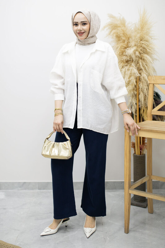 Cepli Yüksek Bel Pantolon TSD260157 Lacivert - 5