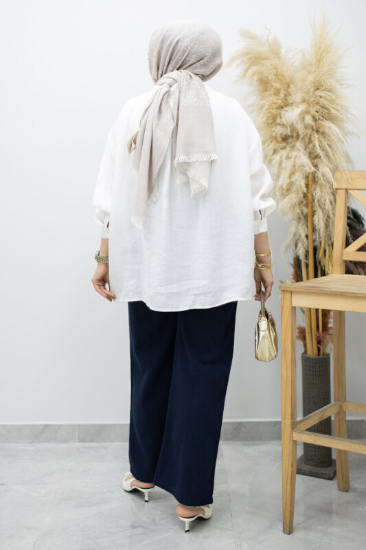 Cepli Yüksek Bel Pantolon TSD260157 Lacivert - 6