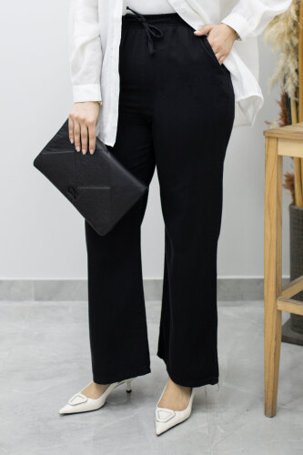 Cepli Yüksek Bel Pantolon TSD260157 Siyah - 3