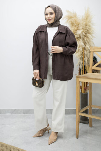 Cepli Yüksek Bel Pantolon TSD260157 Taş Rengi - 2