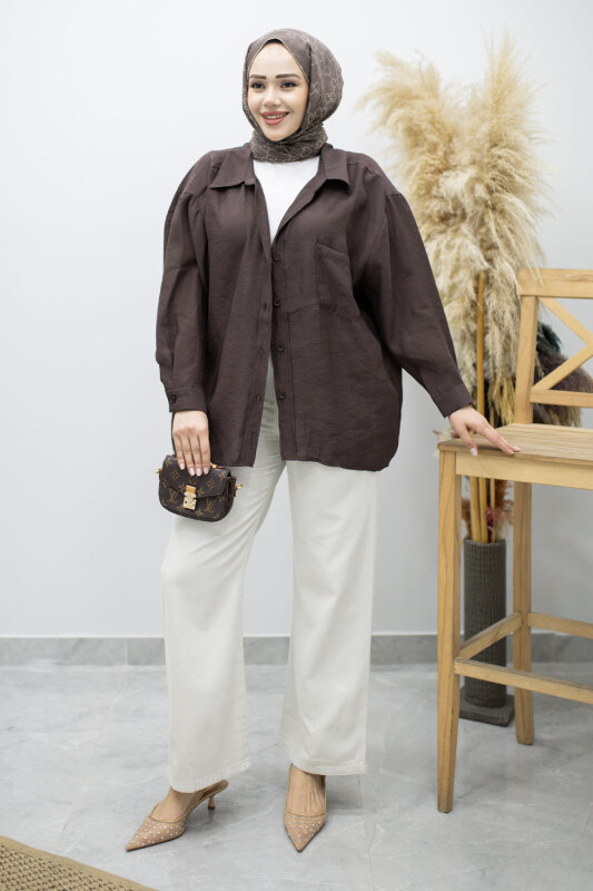 Cepli Yüksek Bel Pantolon TSD260157 Taş Rengi - 3