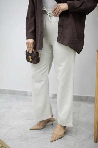 Cepli Yüksek Bel Pantolon TSD260157 Taş Rengi - 4