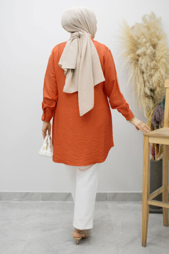 Çiçek Detaylı Gömlek TSD260193 Kiremit - 6