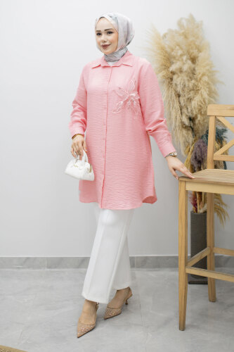 Çiçek Detaylı Gömlek TSD260193 Pembe 