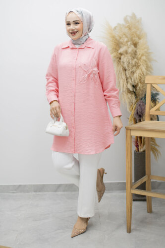 Çiçek Detaylı Gömlek TSD260193 Pembe - 3