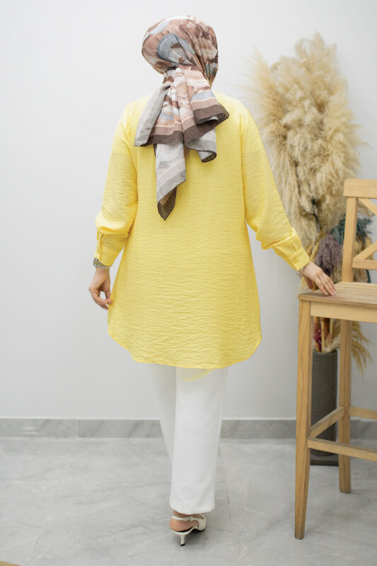 Çiçek Detaylı Gömlek TSD260193 Sarı - 6