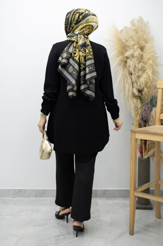 Çiçek Detaylı Gömlek TSD260193 Siyah - 6