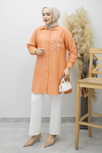 Çiçek Detaylı Gömlek TSD260193 Turuncu - 3