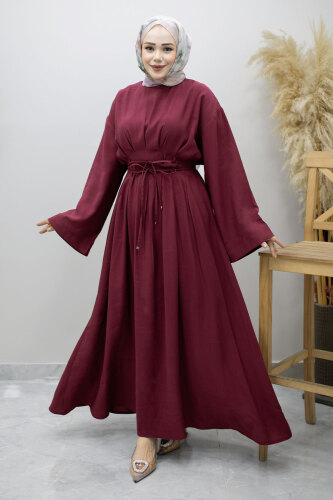 Çift Bağlamalı Pensli Elbise TSD260185 Fuşya 